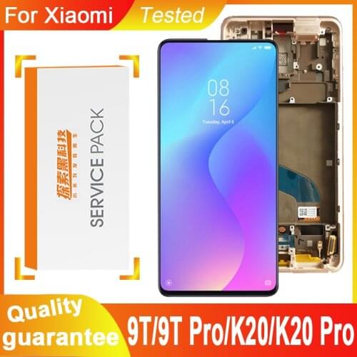 100% Tested 6.39'' OLED Display With Frame For Xiaomi Mi 9T Pro LCD Touch Screen Digitizer Assembly For Redmi K20 Pro LCD Screen