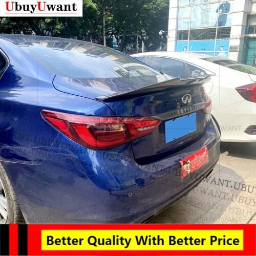 For Infiniti Q50 PSM Style Real Carbon Fiber Car Rear Trunk Boot Lip Spoiler Wing Lip Wing Spoiler For Q50 Q50L Q50S 2014-2021