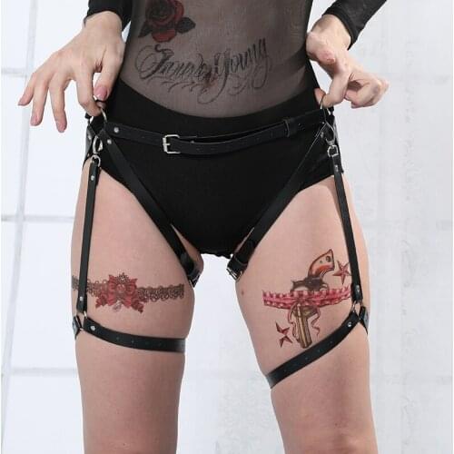 Fullyoung Leopard Leather Harness Garter Belt BDSM Body Buttocks Bondage Lingerie Belts Harness Straps Underwear Fetish Stocking