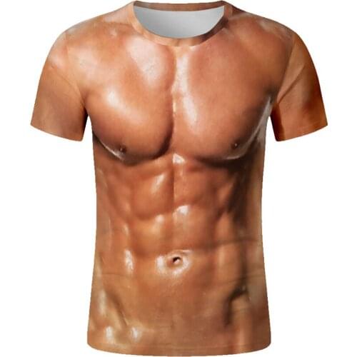 Muscle T shirt Summer Streetwear Fashion Skull Element 3D Tshirt men Black White Pullover T-shirt Harajuku Funny Cosplay Tee