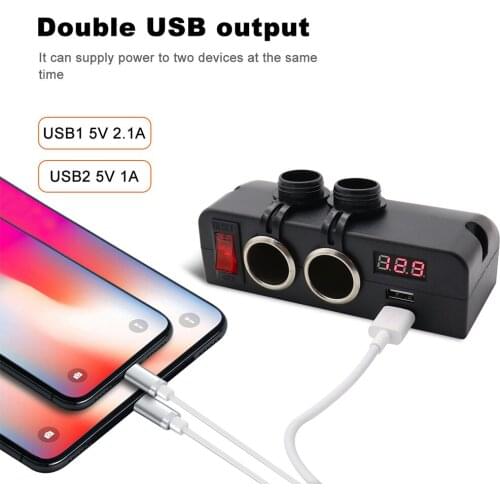 Truck Cigarette Lighter Socket Car Boat USB Charger Voltmeter with Rocker Switch for Outdoor Personal Car Parts Decoration