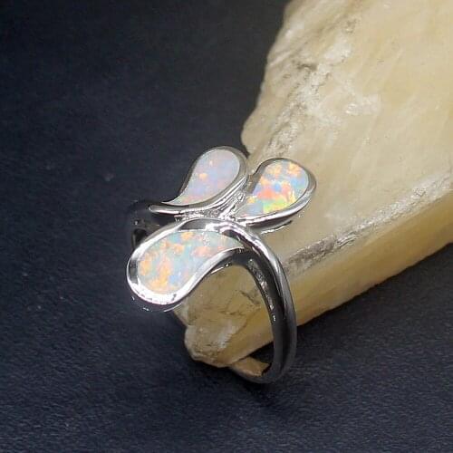 Hermosa Rainbow Mystical Fire Opal Handmade Genuine 925 Silver Band Ring Wedding Engagement Gifts for Women Size 6.5# 20214319