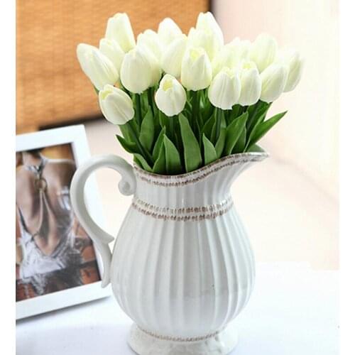 Pretty Latex Real Touch Artificial Silk Tulip Flower Wedding Bouquet Home Décor