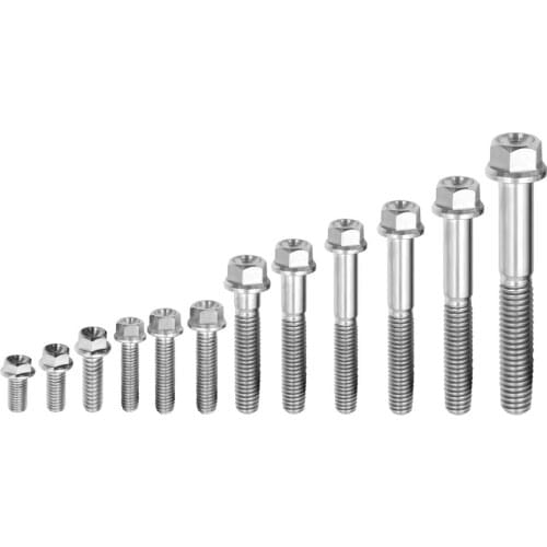 M6 Titanium Alloy Hex Head Flange Bolt Fastener, CNC Machined Head with Reduced Head Height and Deep Bowl