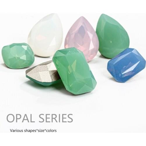 XIAOPU Rose Opal Rhinestones Pointback Round Crystal Strass Shiny Glue On Stones K9 Glass Rivoli Crystals For Nails Glue