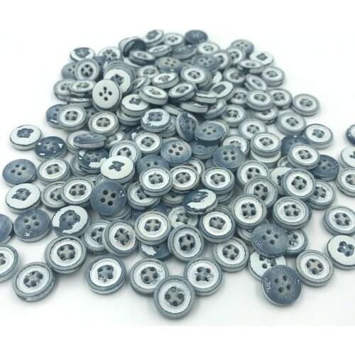 DIY 100pcs 4-holes Round blue Woode Buttons Fit Sewing Scrapbooking decoration Crafts 11.5mm