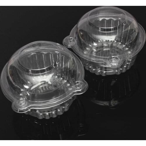 Hot 25pcs Individual Clear Plastic Single Cup Cake Muffin Case Pods Domes Boxes