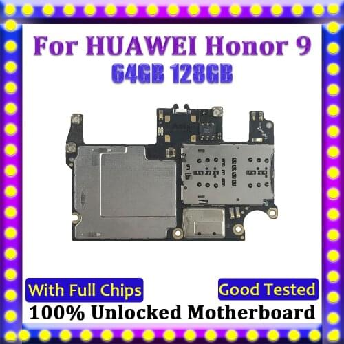 Good Working Motherboard For HUAWEI Honor 9,Full Unlocked Logic Board 64GB 128GB For HUAWEI Honor 9 Motherboard With Full Chips