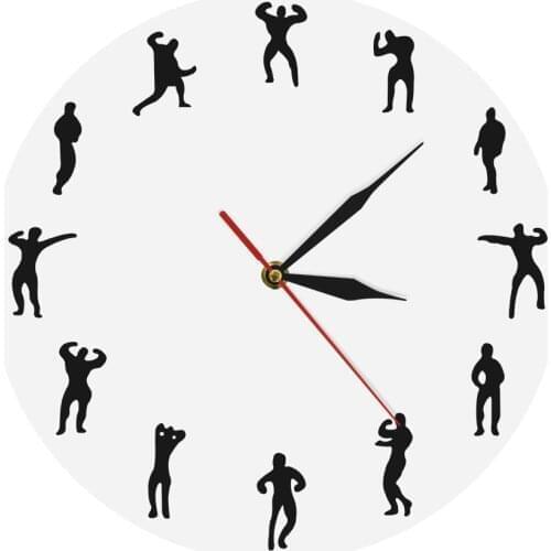 Fitness Wall Clock Keeping Fit Modern Wall Clock 1Piece Gym Man Design Clock Decorative Clock Bodybuilding Gymnasium Wall Decor