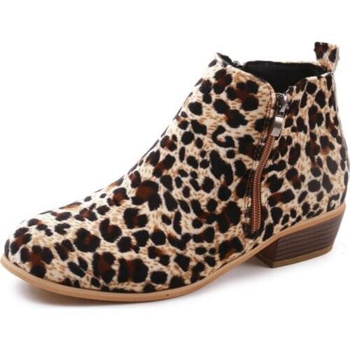 2021 new fashion womens boots round toe low heel pu leather boots ladies autumn and winter casual ankle boots