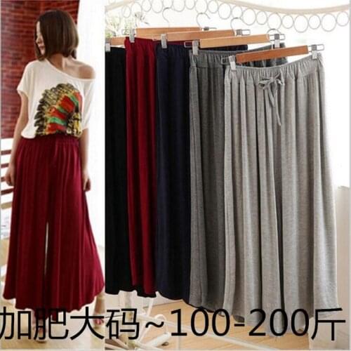 Processing and customizing stalls net red plus fertilizer version of modal candy color plus fertilizer pleated pants large versi