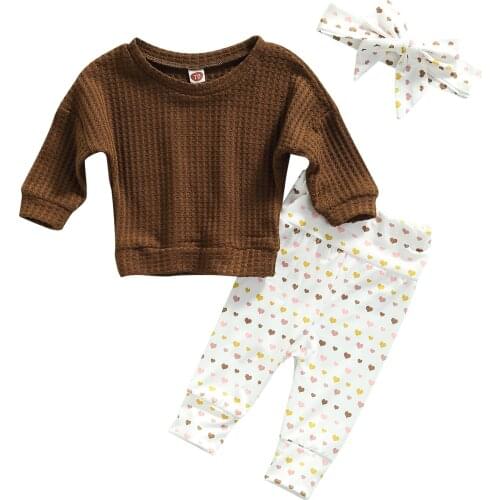 Clothes For Newborns Solid Color Batwing Long Sleeve Round Collar Tops Heart/Snakeskin Printing Pants Headwear Baby Girl Clothes