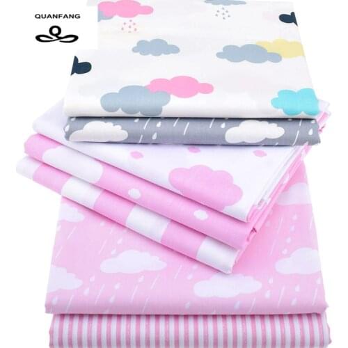 QUANFANG Printed Twill Cotton Fabric For DIY Patchwork Quilting Sewing Tissue Baby&Children/Sheet,Pillow,Cushion,Curtain METER