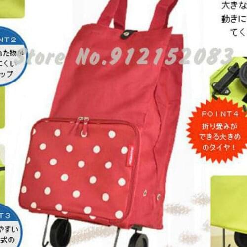 Foldable Shopping Cart Wheel Shopping Bag Portable Hand-carried Grocery Cart Tug Bag Creative Waterproof Travel Environmental Pr