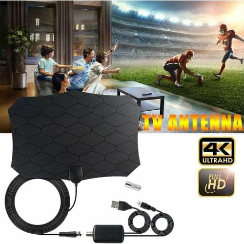 4k High Gain Hd Tv Hdtv Box Digital Tv Antenna 1080p Hd 96 Miles Booster Active Indoor Aerial Hd Flat Design Skywire Indoor#dg4