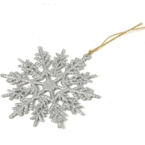 36PCS Glitter Snowflake Ornaments, Sparkling Silver Iridescent Glitter Christmas Tree Decorations for Decorating