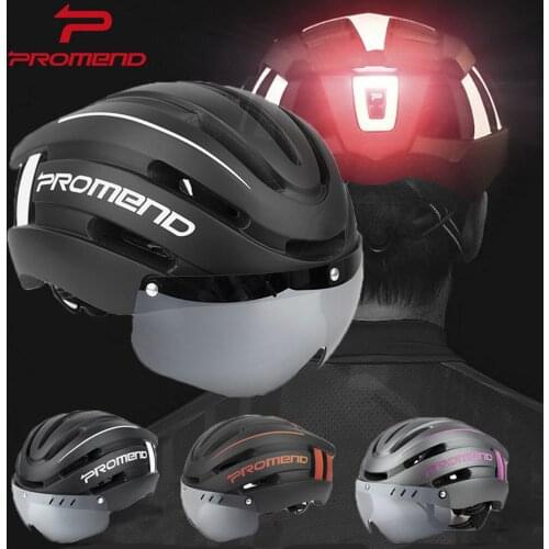 PROMEND Bicycle Helmet LED Light Rechargeable Intergrally-molded Cycling Helmet Mountain Road Bike Helmet Sport Safe Hat For Man
