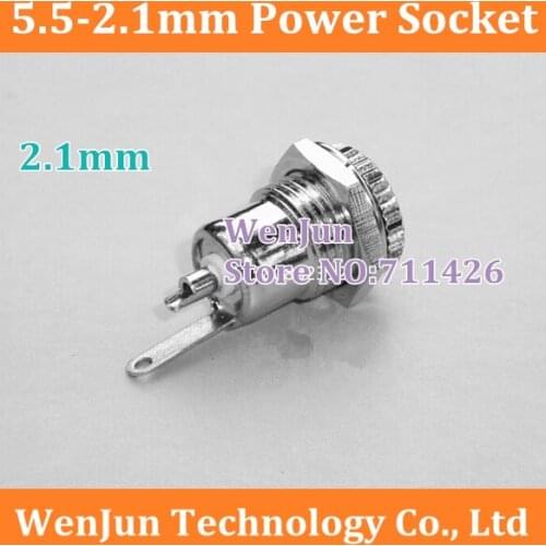 High quality metal 5.5-2.1mm DC socket Power outlet , 2.1mm DC power socket 50PCS/LOT