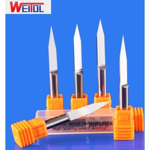 WeiTol 5A 6mm SHK lengthen PCB engraving bits 0.2 tip CNC router tools 30 degree end mill for wood
