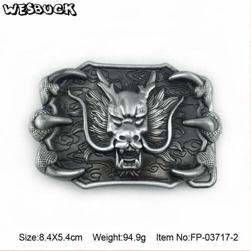WesBuck Brand 3D Dragon Jeans Cowboy Gift Belt Buckle For 4cm Width Snap On Belt