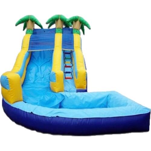 Factory direct pool slide inflatable trampoline slide inflatable water slide with blower