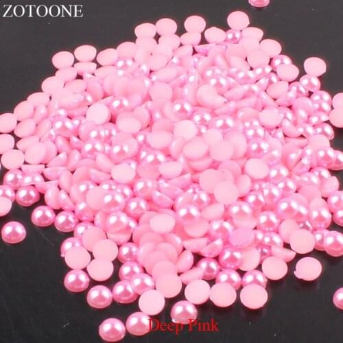 ZOTOONE 1000Pcs 2-5mm Flatback Deep Pink Rhinestones DIY Phone Nail Art ABS Resin Non Hotfix Half Round Pearls Shoes For Caft E