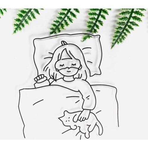 10*10 Spanish Sleeping Girl Transparent Clear Stamps Seal for DIY Scrapbooking Photo Album Decorative Clear Stamp Sheet