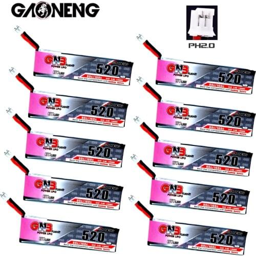 10PCS/Set GNB 1S 4.35V HV Lipo Battery 520mAh 3.8V 80C/160C With PH2.0 Plug For Emax Tinyhawk Kingkong LDARC TINY7 RC Parts