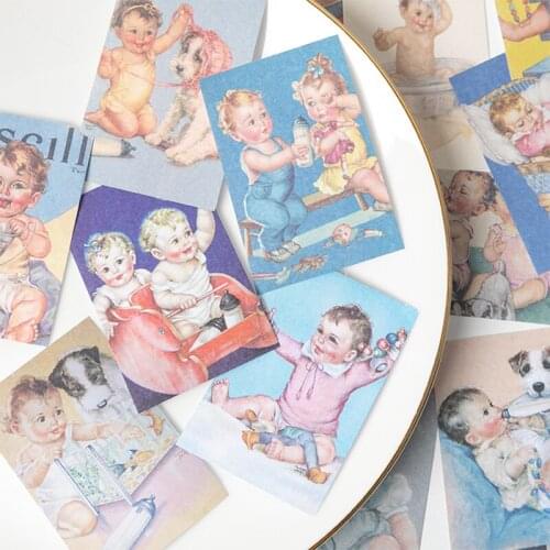 100PCS Vintage Baby Material Paper DIY Scrapbooking Junk Journal Base Collage TAG. Diary Happy Planner Gift Decoration Material