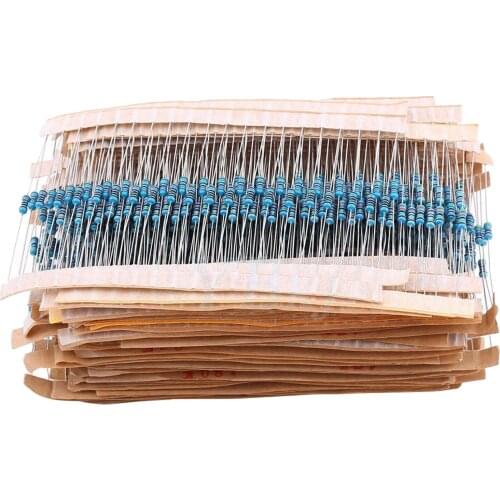 1280pcs 64 Values 1 ohm - 1M ohm,1/4W,Metal Film Resistors Assortment Kit Assorted Set
