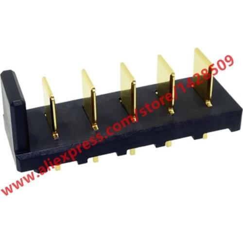 2pcs 5.0mm Pitch Wide Contact Needle 5-pin Gold-plating Male Plug 10A High Current Laptop Battery Holder Connector