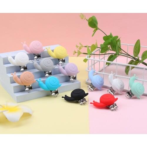 Sunrony 3pcs Snails Silicone Pacifier Clips BPA Free Cartoon Animal Teether Beads Pacifier Clip Baby Oral Care Nurse Toys