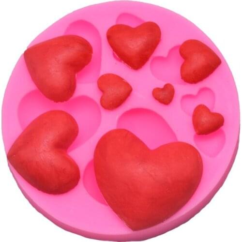 3D Loving Heart Shape Silicone Fondant Mold DIY Colorful Sweet Heart Chocolate Candy Paste Cake Decorating Tool Mold