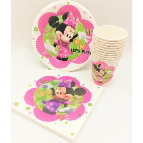 40pc/set Theme Cup/Plate/Napkin Minnie Mouse Party Supplies For Girls Shower Event Party Decorations Party Supplies Favors
