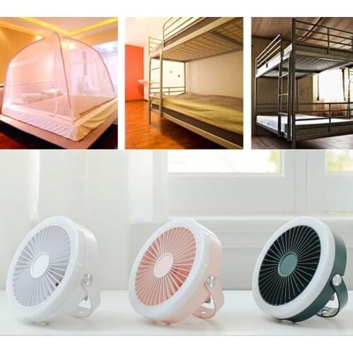 4000mAh USB Rechargeable Remote Control 3 Gears Hanging Ceiling Fan with LED Light Lamp for Camping Outdoor Tent Bed