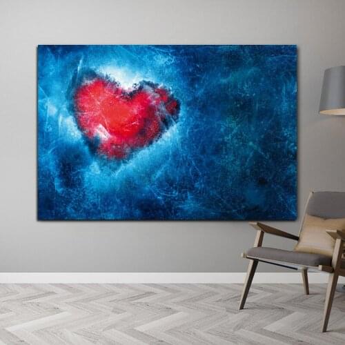 Blue Red Heart Abstract Canvas Painting Modern Posters and Prints Wall Pictures for Living Room Bedroom Art Home Decor Cuadros