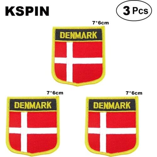 Denmark Shiled Shape flag patches national flag patches for Cothing DIY Decoration