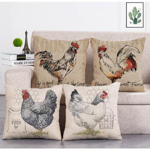 Farmhouse Cushion Vintage Pillow Decorative Pillows Case Dropship Cushion Cover Colorful Cock Cushions Home Decor T289