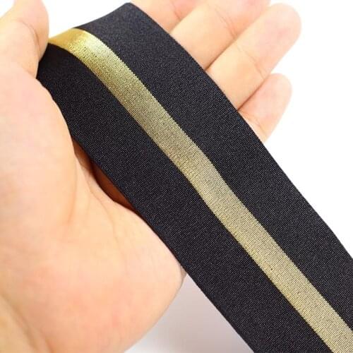 Gold Stripe Elastic Bands 50MM Elastic Ribbon Clothing Bags Trousers Elastic Rubber 4CM Webbing DIY Sewing Accessories