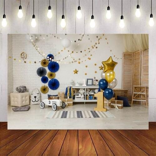 1st birthday decoration background for photography star and balloons first birthday party photocall children portrait photoshoot
