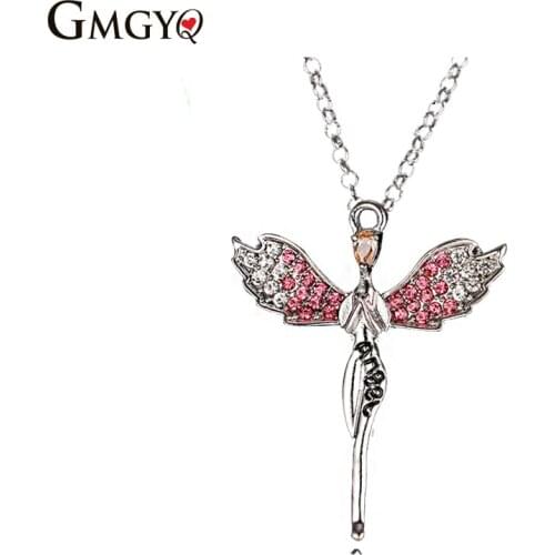 GMGYQ Rhinestone Encrusted Alloy Necklaces For Women Angel Wings Feather Brincos Jewelry Party Necklaces Gothic Fashion