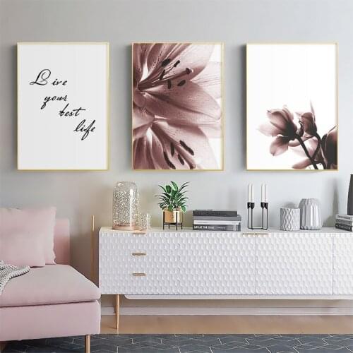 Modern Pink Flower Prints Wall Art Canvas Paintings Floral Poster Scandinavia Pictures for Living Room Bedroom Home Decorative