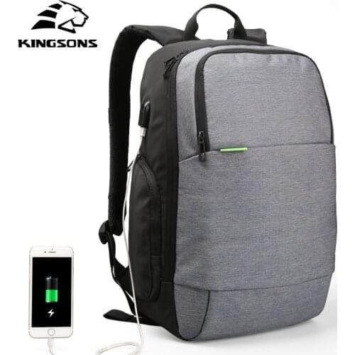 Kingsons Brand External USB Charge Laptop Backpack Anti-theft Notebook Computer Bag 15.6 inch for Business Men Women School Bag