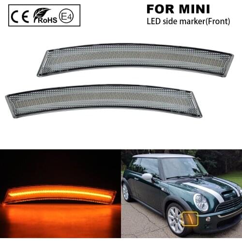 2Pcs or Mini Cooper R50 2002-2006 R52 2004-2008 R53 2002-2006 Front LED side marker light lamp Amber US Version Clear lens