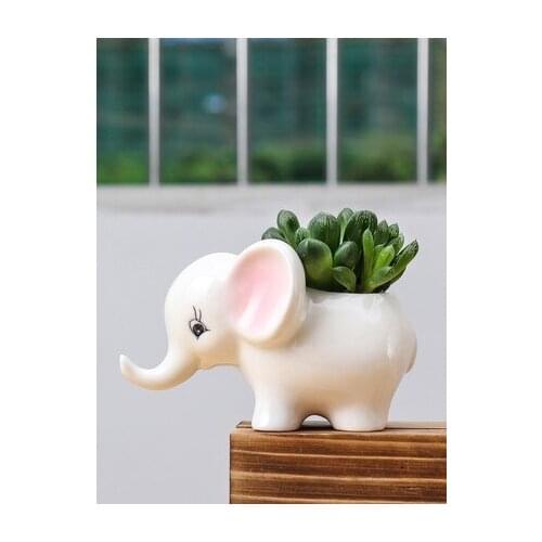 Lovely Animal Elephant Planter Ceramic Flower Pot Handmade Creative Indoor Plant Potted Desktop Decoration Crafts
