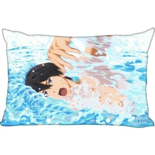 ShunQian Nanase Haruka Pillowcase 45x35cm(One Side) Decorative Rectangle Zipper 3D Print Pillowcase Satin Fabric Pillow Cover