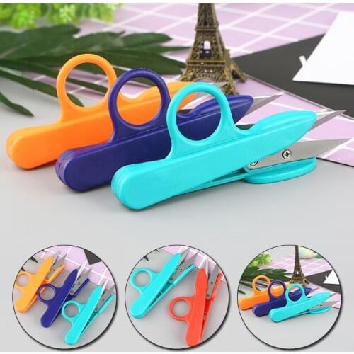 1PC Trimming Nipper Thread Cutting Embroidery Scissors Plastic Handle U-shaped Sewing Accessories Random Color