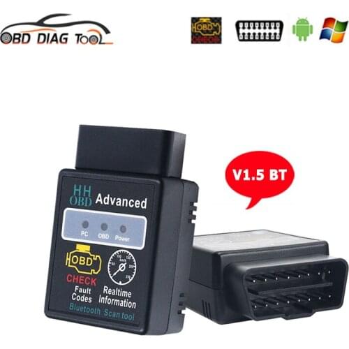 OBD2 Scanner HH OBD ELM327 V1.5 Bluetooth-Compatible for Android PC OBDII ELM 327 1.5 BT Adapter Code Reader Diagnostic Tools