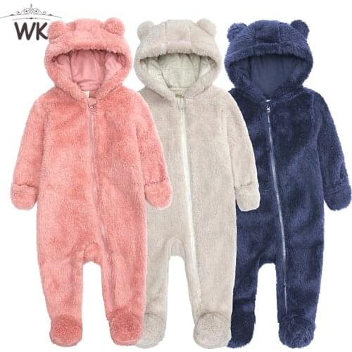 Winter Child Pantyhose Bear style childrens coral fleece Hoodies overalls newborn baby slider newborn toddle clothes sleep wear