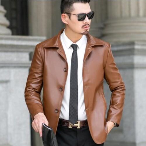 Autumn faux leather jacket mens leather coat men Single-breasted jackets black brown jaqueta de couro fashion B87